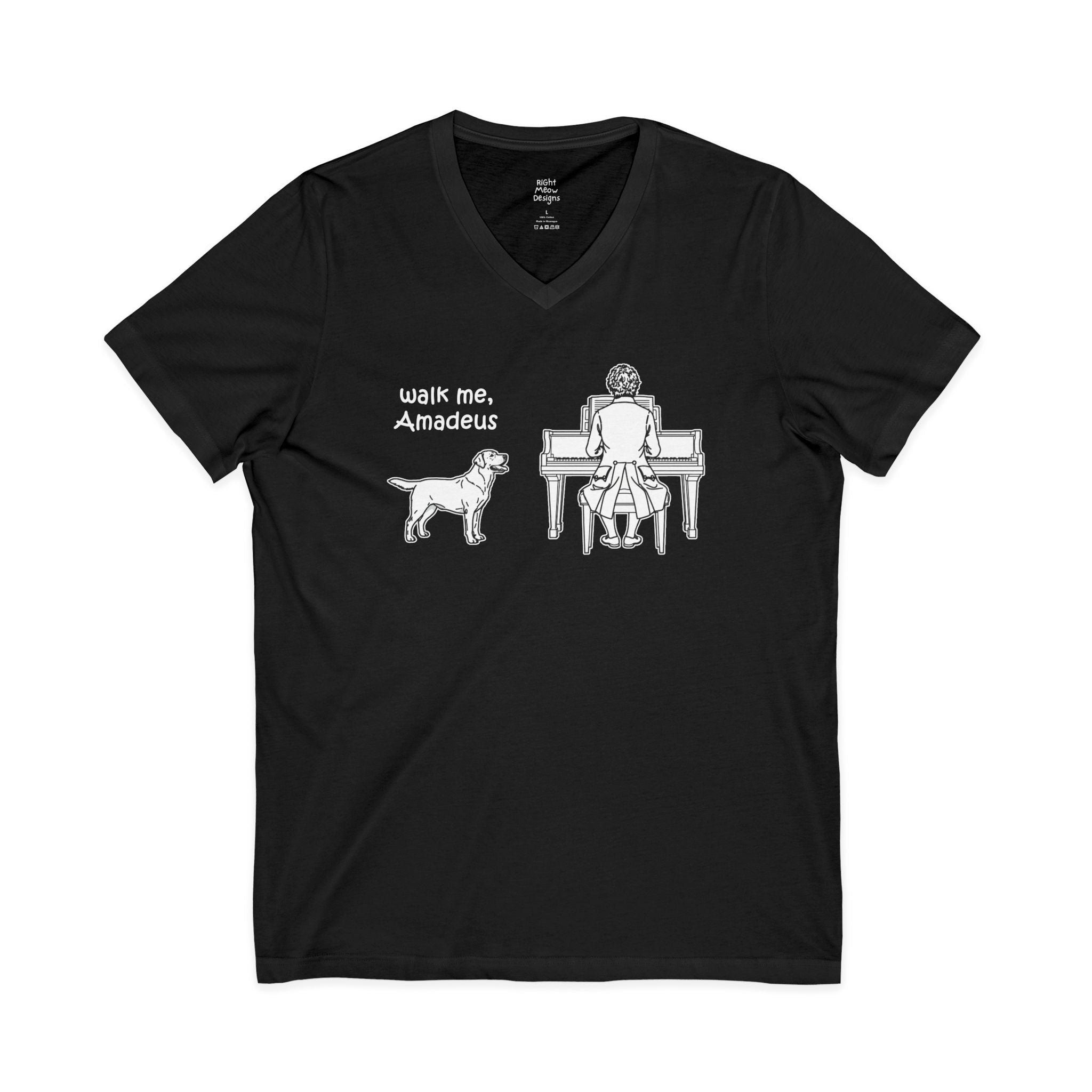 Walk Me, Amadeus - Labrador Retriever Dog T-Shirt | Cotton V-Neck