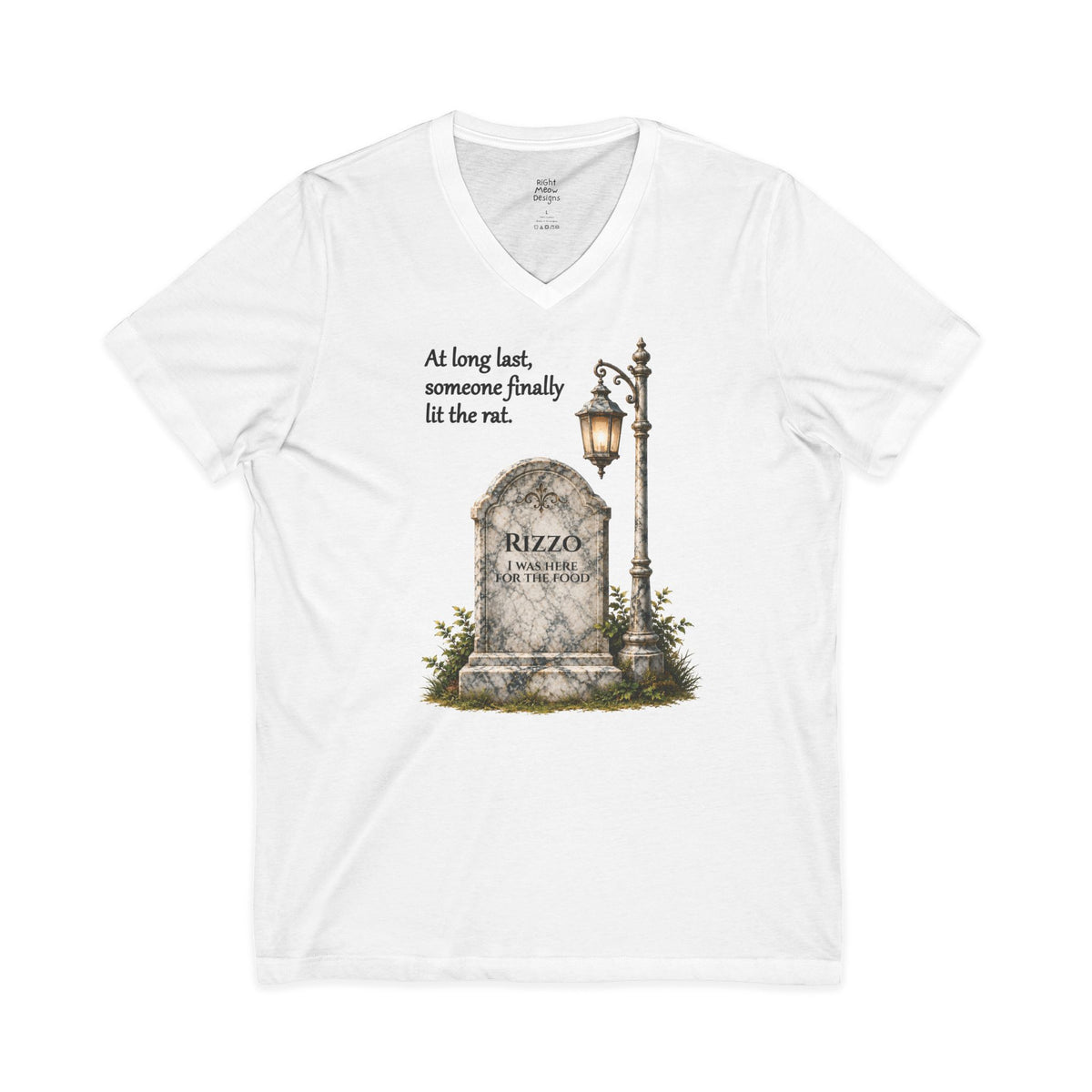 Rizzo T-Shirt — Someone Lit the Rat | Cult Movie Reference | Cotton V-Neck