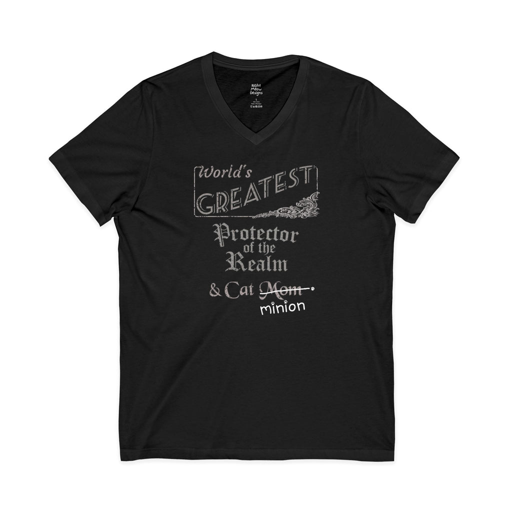 World's Greatest Protector of the Realm — Cat Mom T-Shirt | Cotton V-Neck
