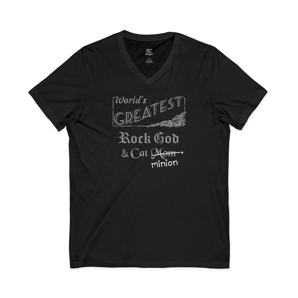 World's Greatest Rock God — Cat Mom T-Shirt | Cotton V-Neck