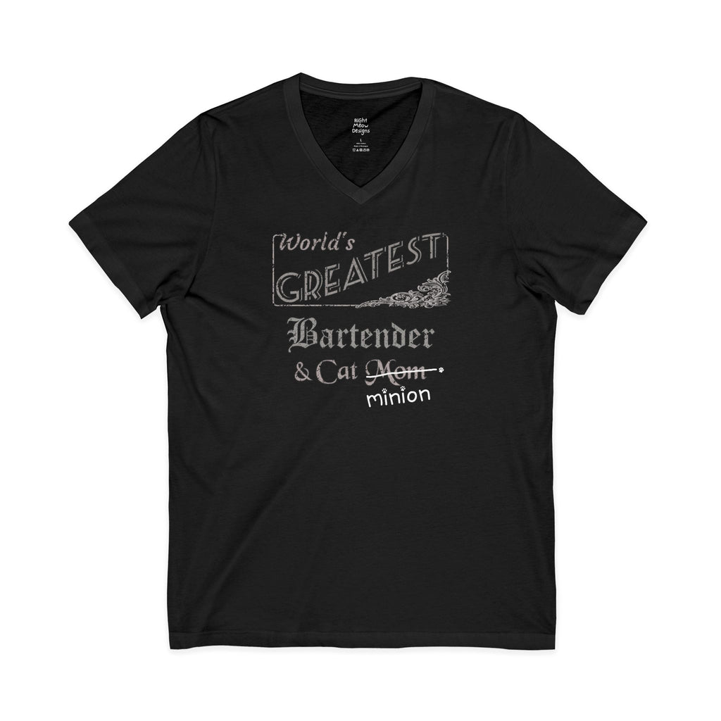 World's Greatest Bartender — Cat Mom T-Shirt | Cotton V-Neck