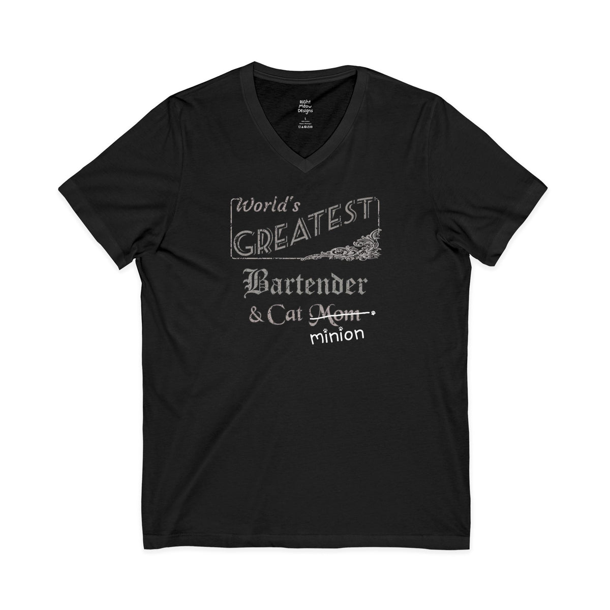 World's Greatest Bartender — Cat Mom T-Shirt | Cotton V-Neck