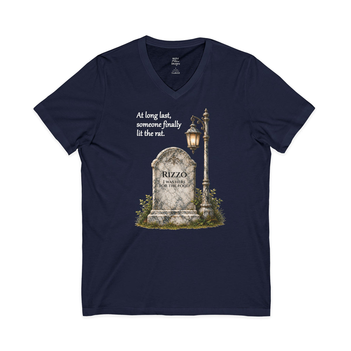 Rizzo T-Shirt — Someone Lit the Rat | Cult Movie Reference | Cotton V-Neck