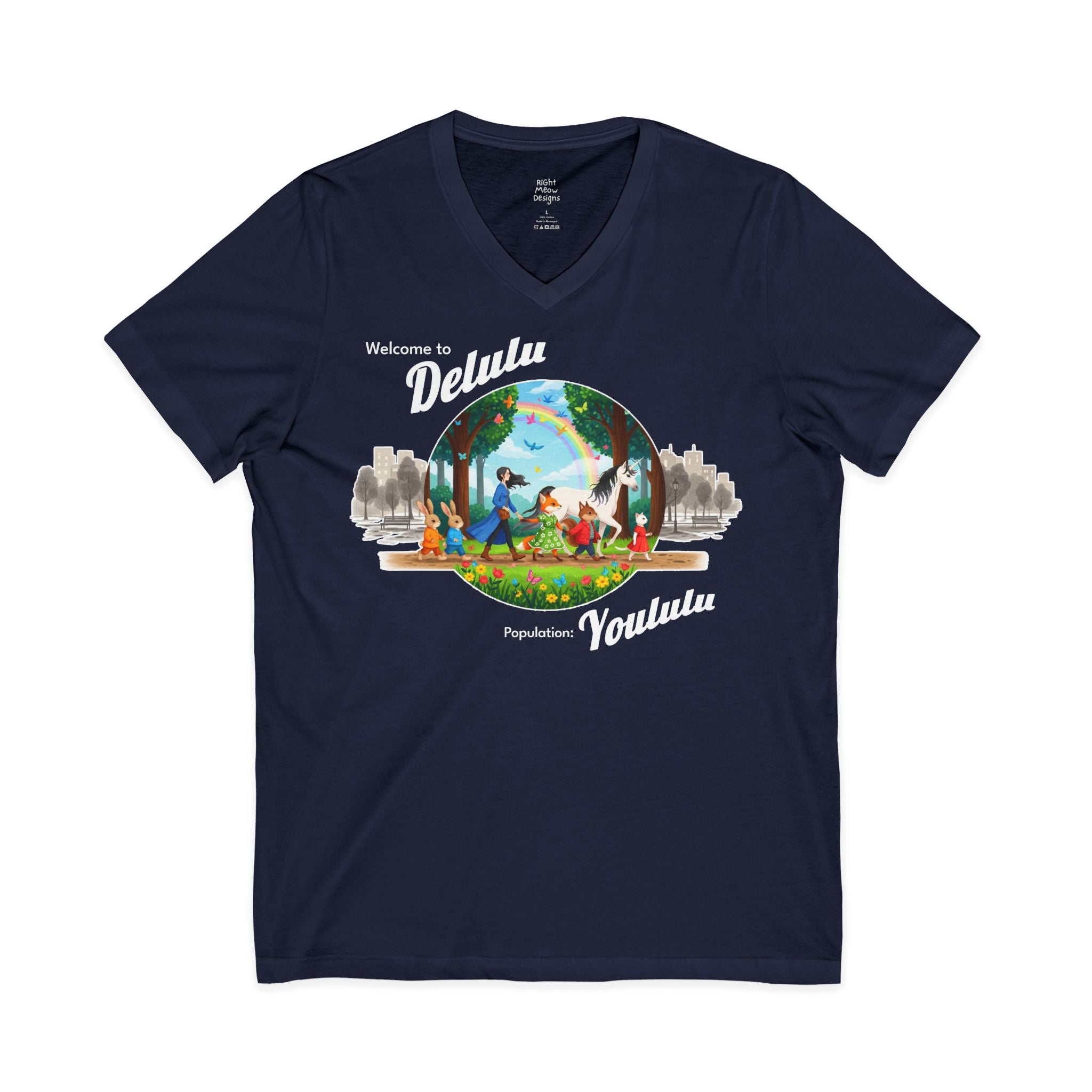 Welcome to Delulu, Population: Yoululu - Black hair | Cotton V-Neck T-Shirt