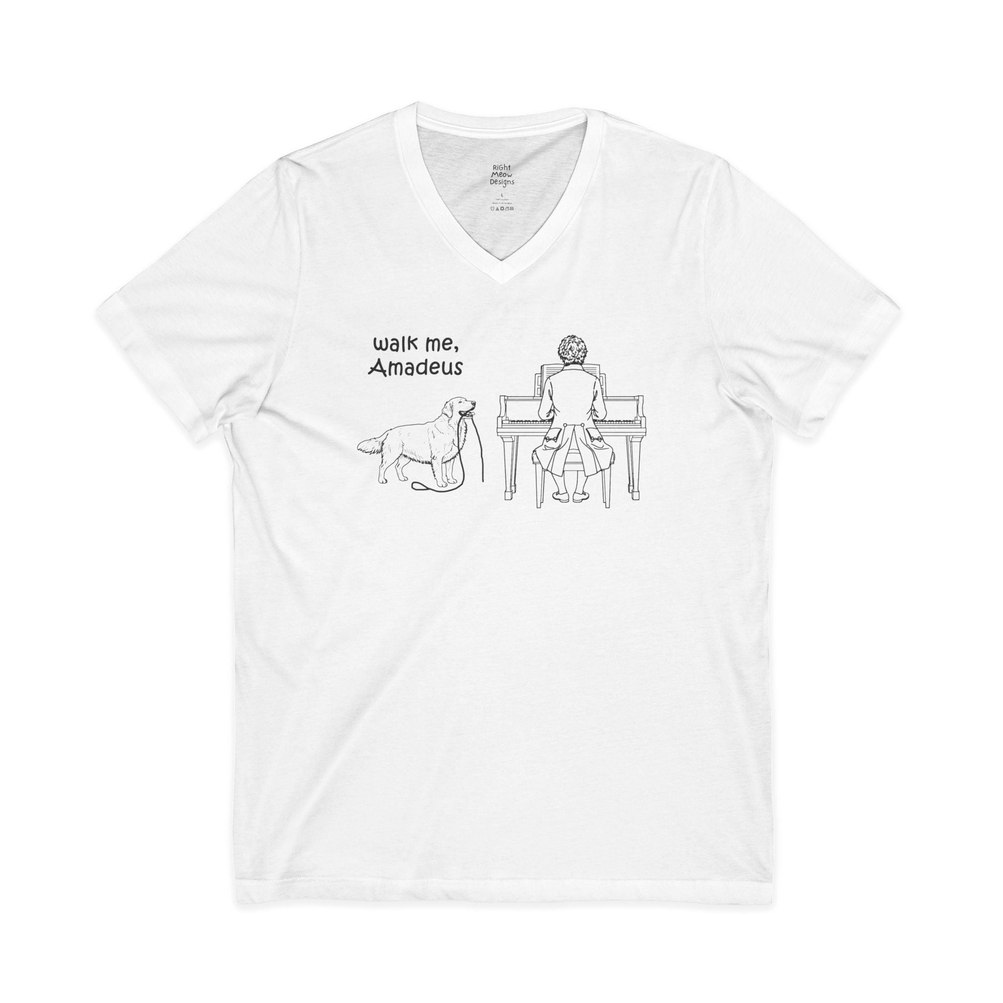 Walk Me, Amadeus - Golden Retriever Dog T-Shirt | Cotton V-Neck