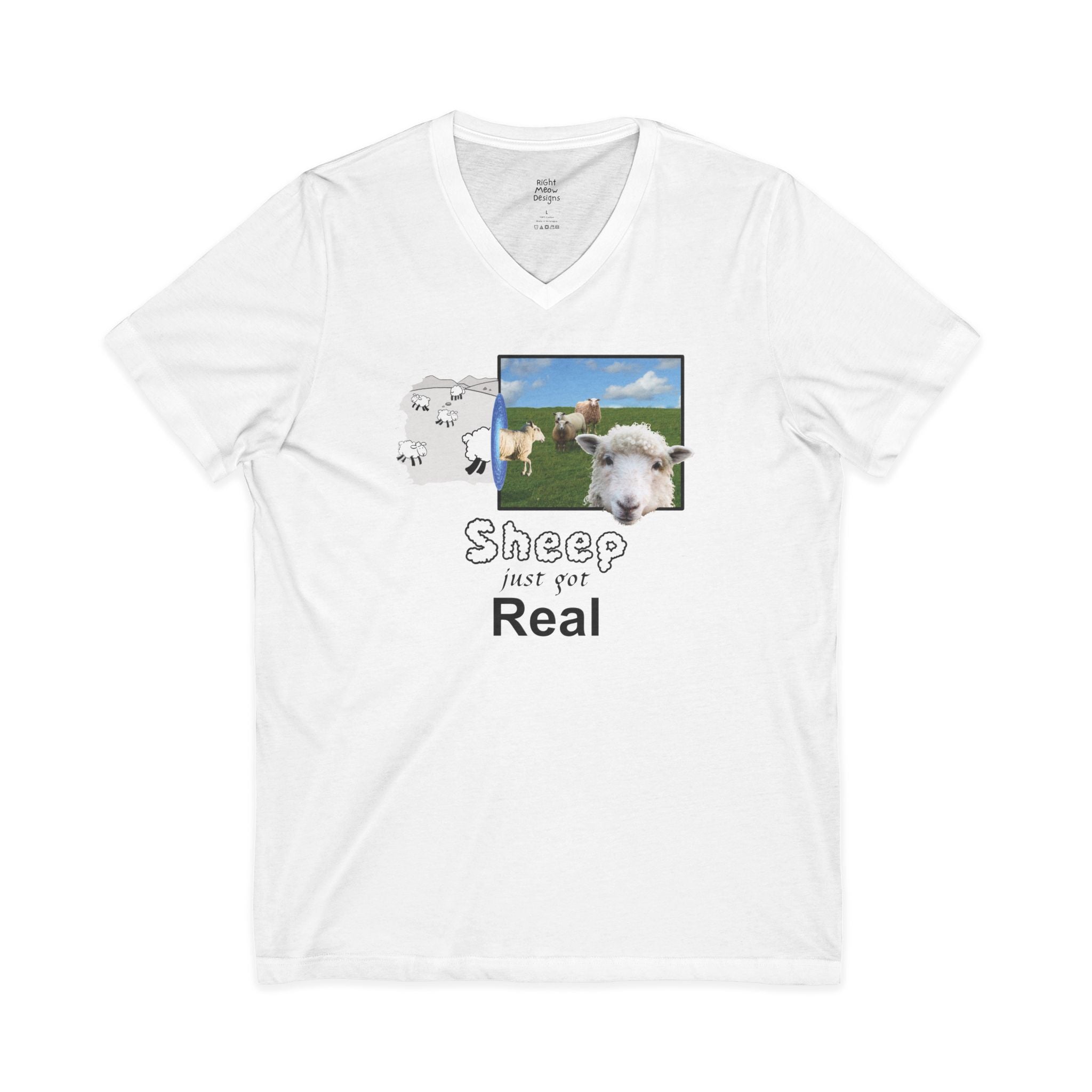Sheep Just Got Real | Cotton V-Neck T-Shirt