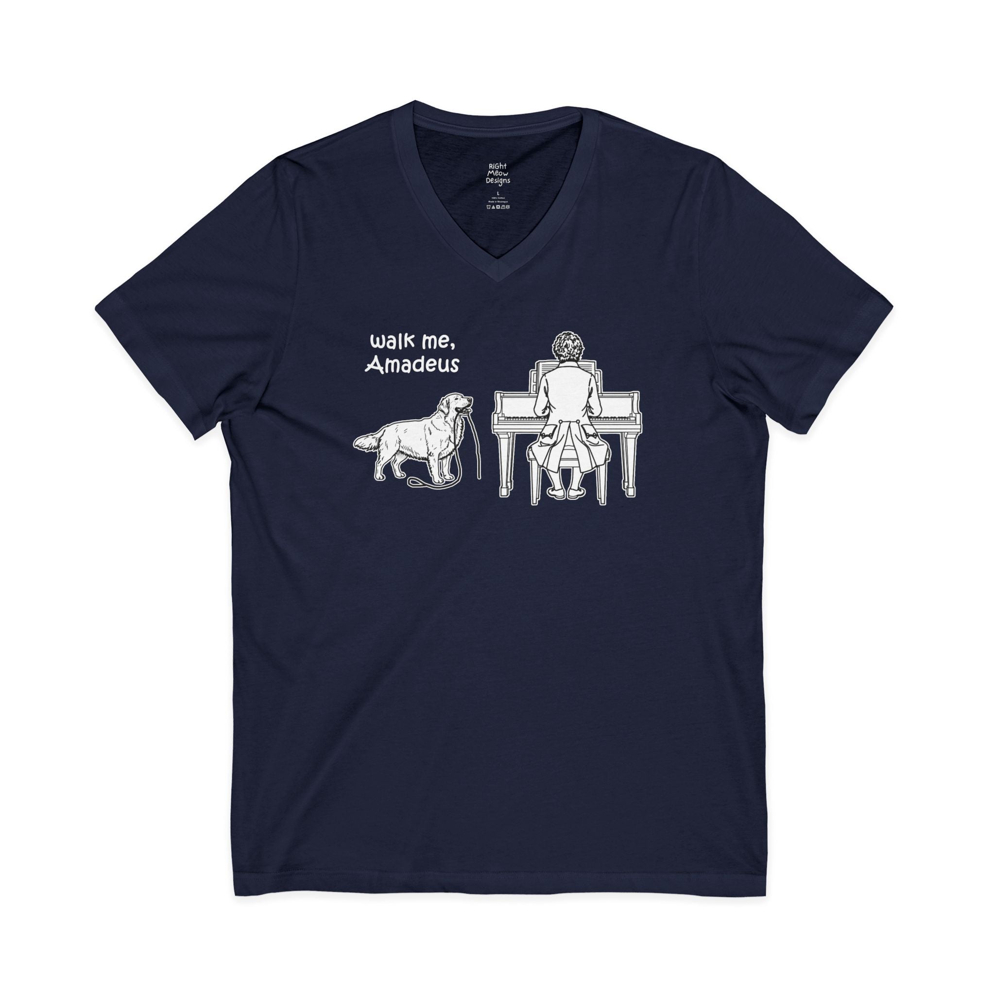 Walk Me, Amadeus - Golden Retriever Dog T-Shirt | Cotton V-Neck
