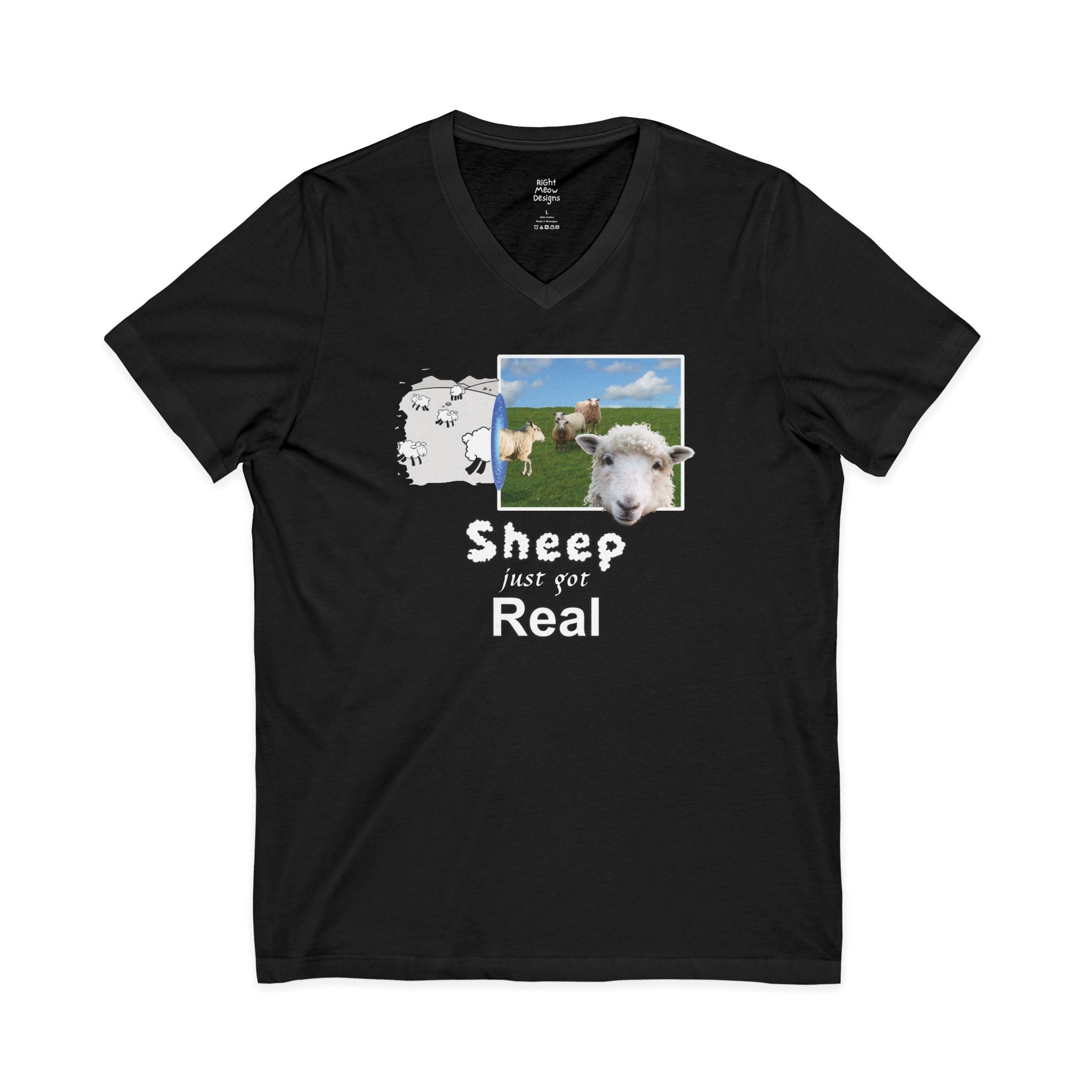 Sheep Just Got Real | Cotton V-Neck T-Shirt