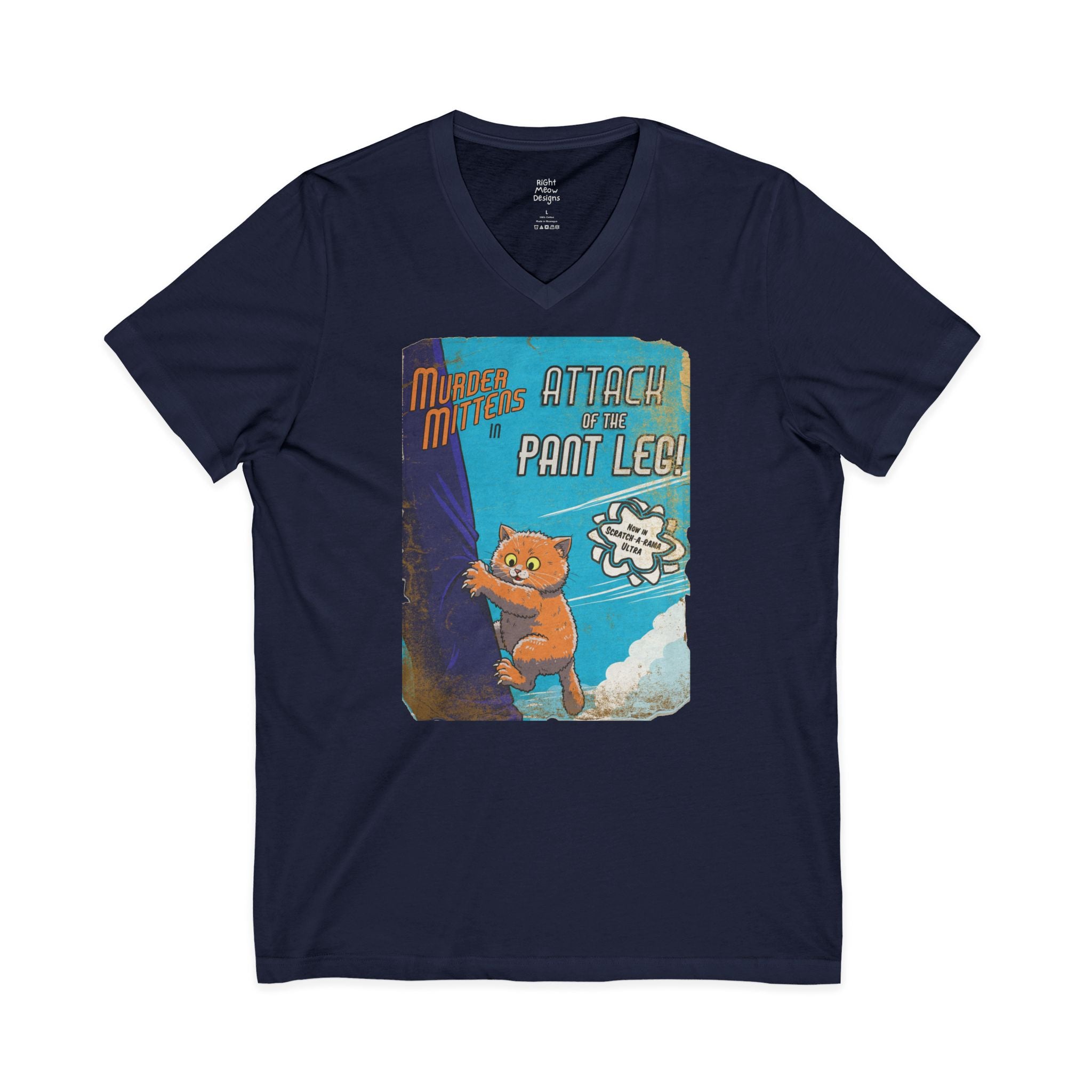 Murder Mittens in Attack of the Pant Leg! | Cotton V-Neck T-Shirt