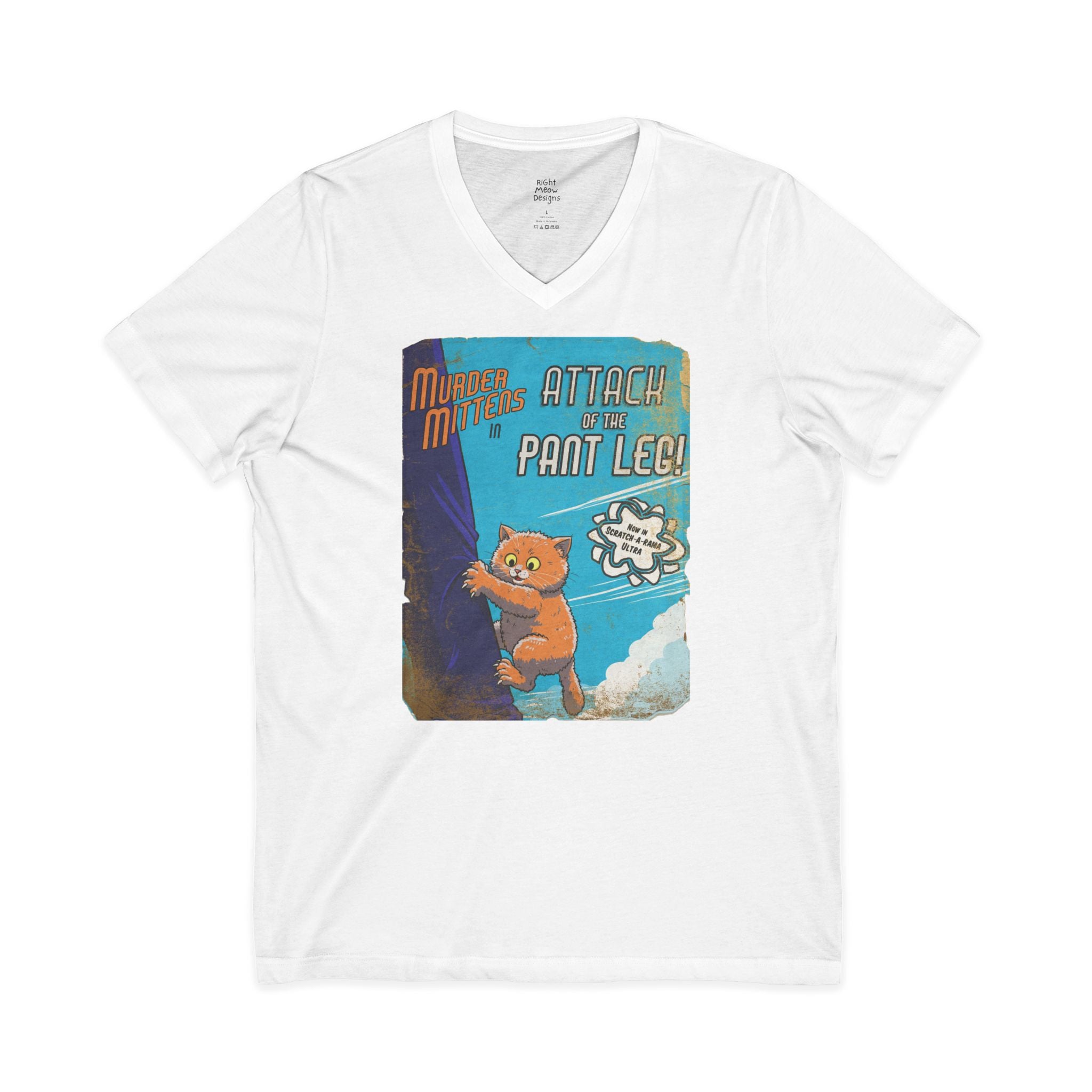 Murder Mittens in Attack of the Pant Leg! | Cotton V-Neck T-Shirt