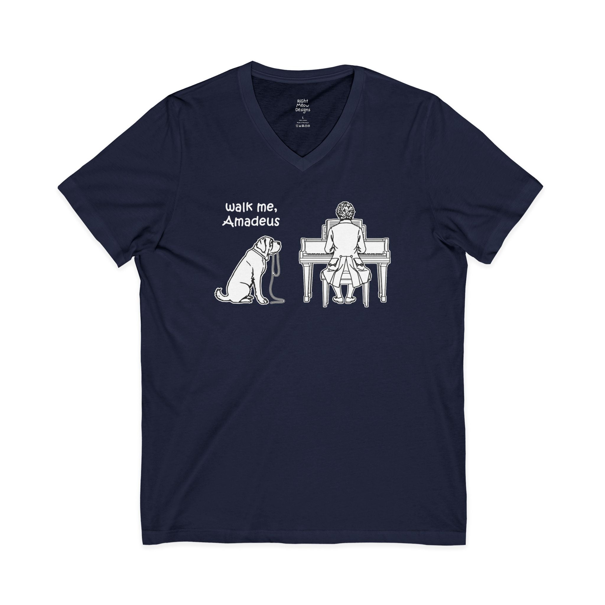 Walk Me, Amadeus - St. Bernard Dog T-Shirt | Cotton V-Neck