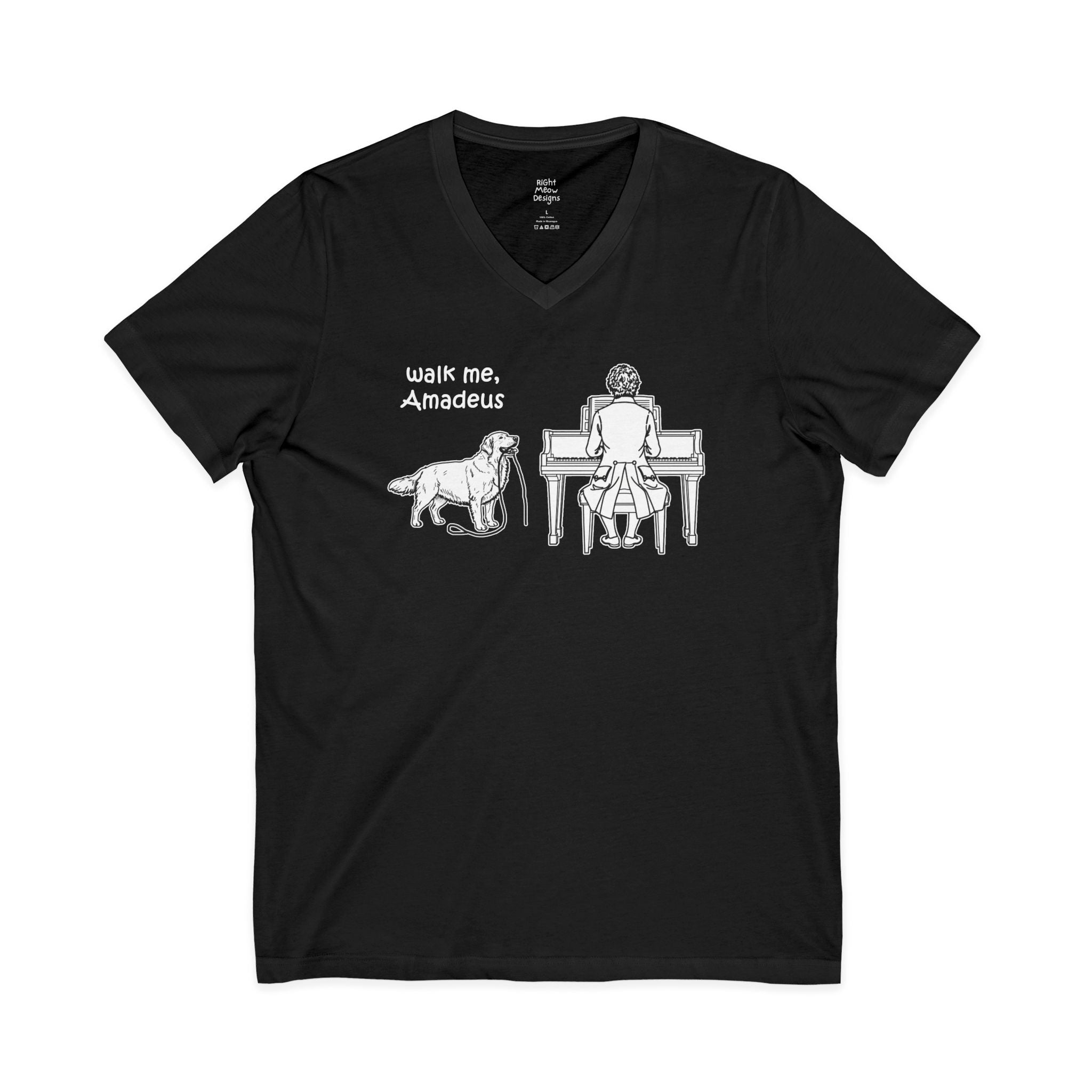 Walk Me, Amadeus - Golden Retriever Dog T-Shirt | Cotton V-Neck