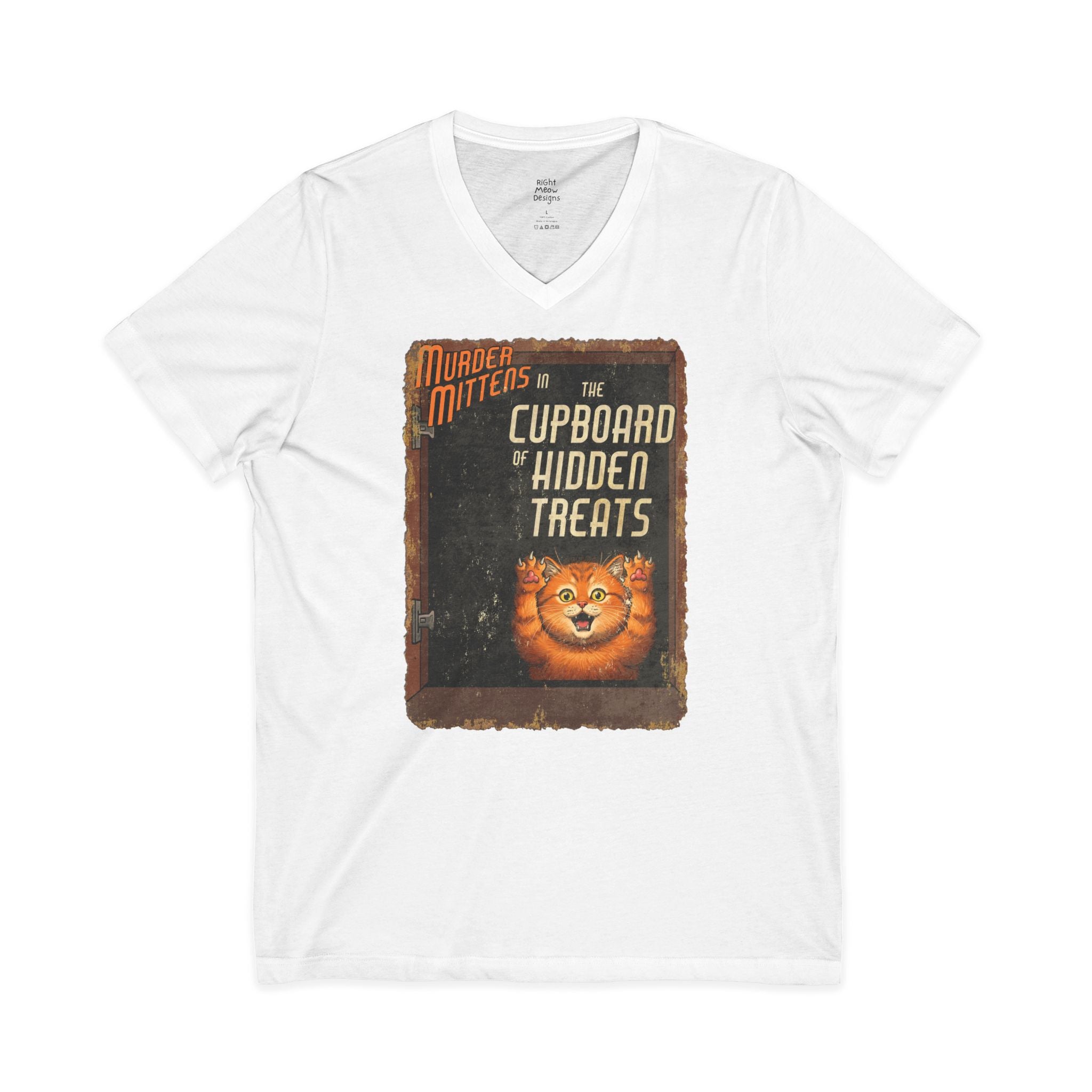 Murder Mittens in The Cupboard of Hidden Treats | Cotton V-Neck T-Shirt