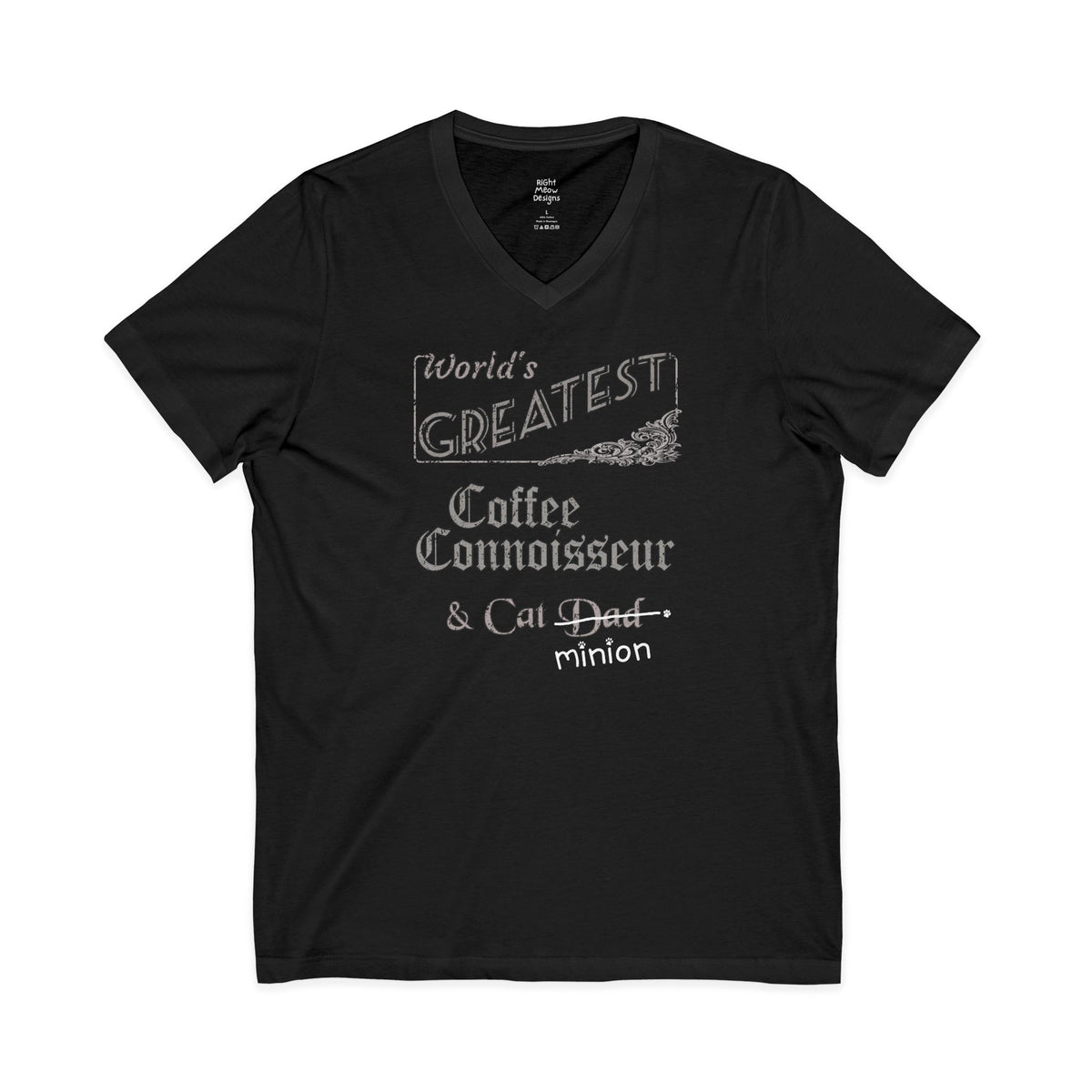 World's Greatest Coffee Connoisseur — Cat Dad T-Shirt | Cotton V-Neck