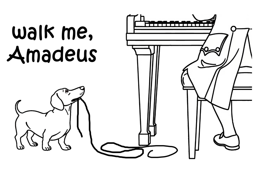Walk Me, Amadeus - Dachshund Dog T-Shirt | Cotton V-Neck