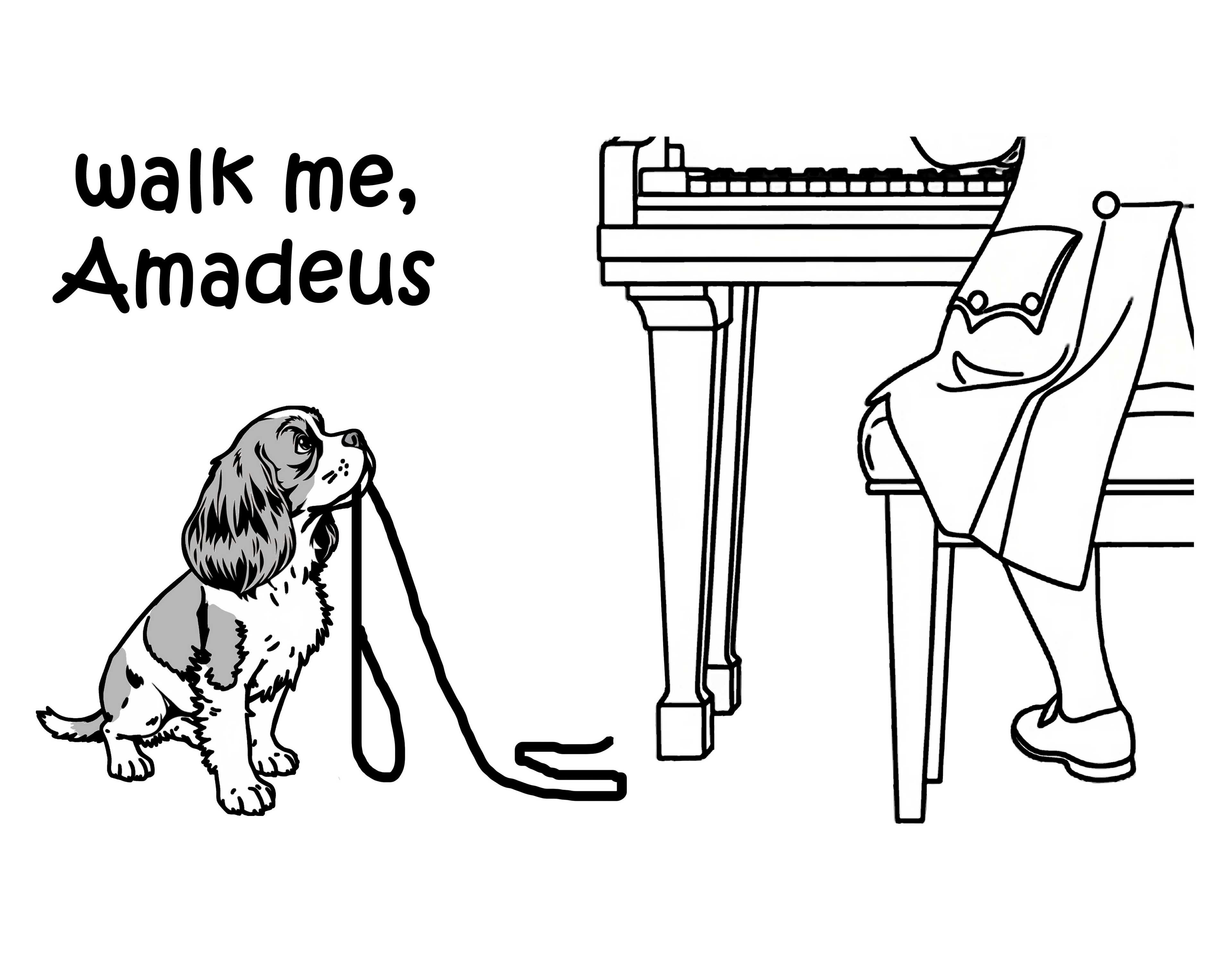 Walk Me, Amadeus - Cavalier King Charles Spaniel Dog T-Shirt | Cotton V-Neck