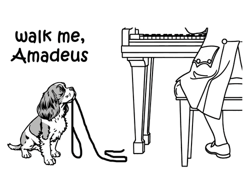 Cavalier King Charles Spaniel T-Shirt — Walk Me, Amadeus | Cotton V-Neck