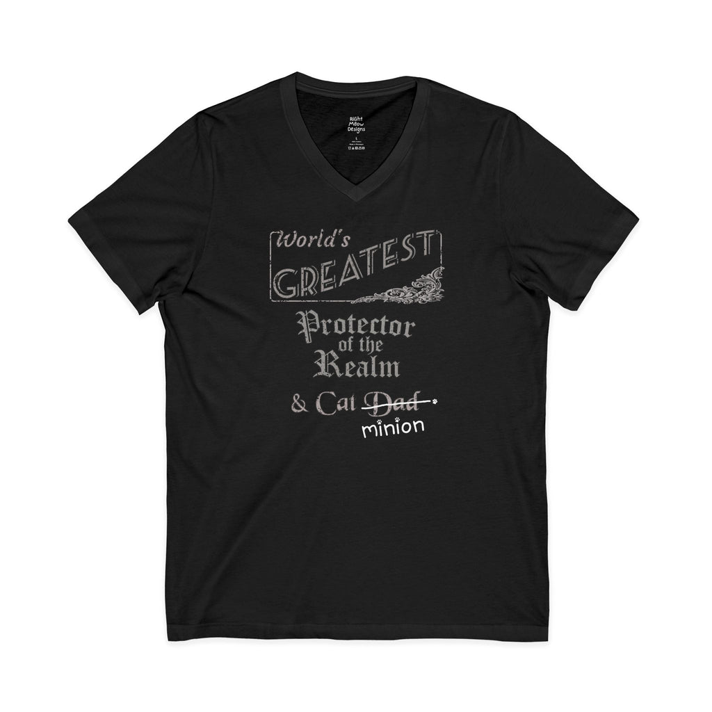 World's Greatest Protector of the Realm — Cat Dad T-Shirt | Cotton V-Neck
