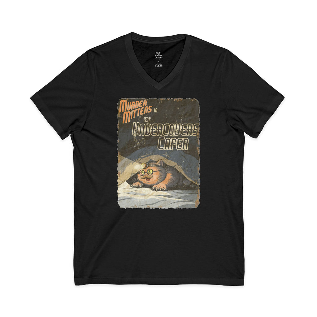 Murder Mittens in the Undercovers Caper | Cotton V-Neck T-Shirt