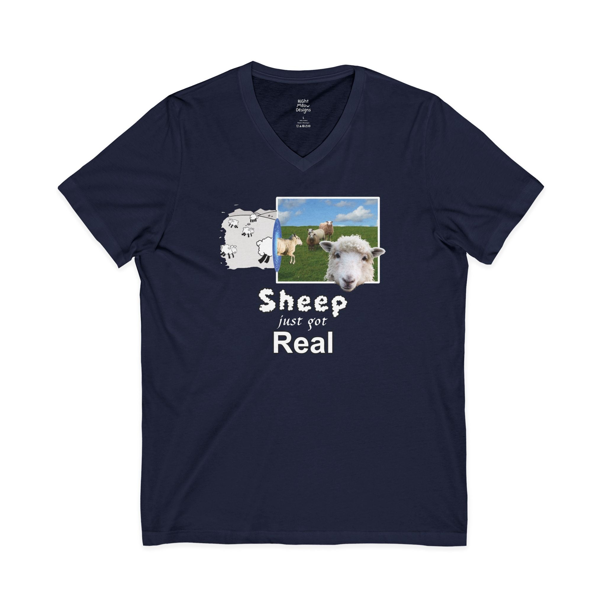 Sheep Just Got Real | Cotton V-Neck T-Shirt