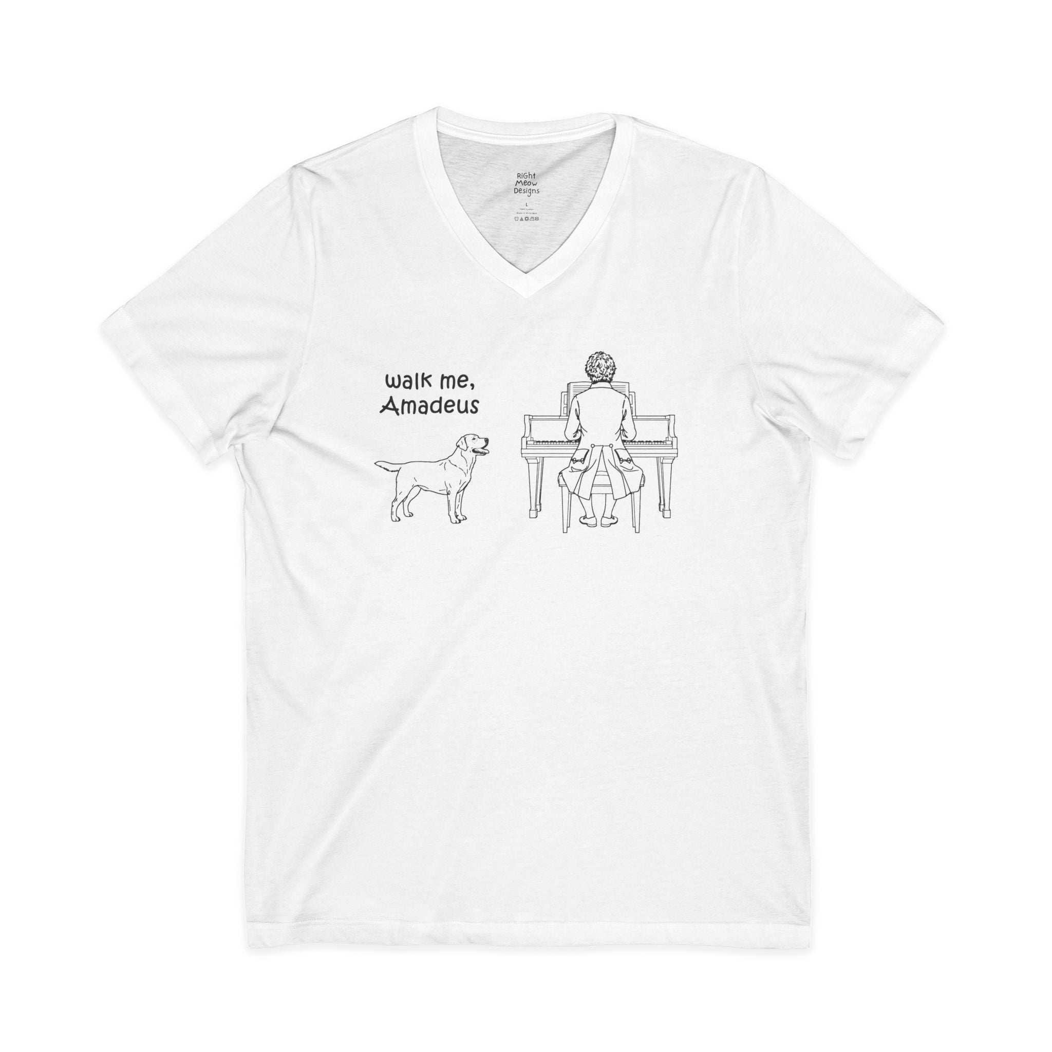 Walk Me, Amadeus - Labrador Retriever Dog T-Shirt | Cotton V-Neck