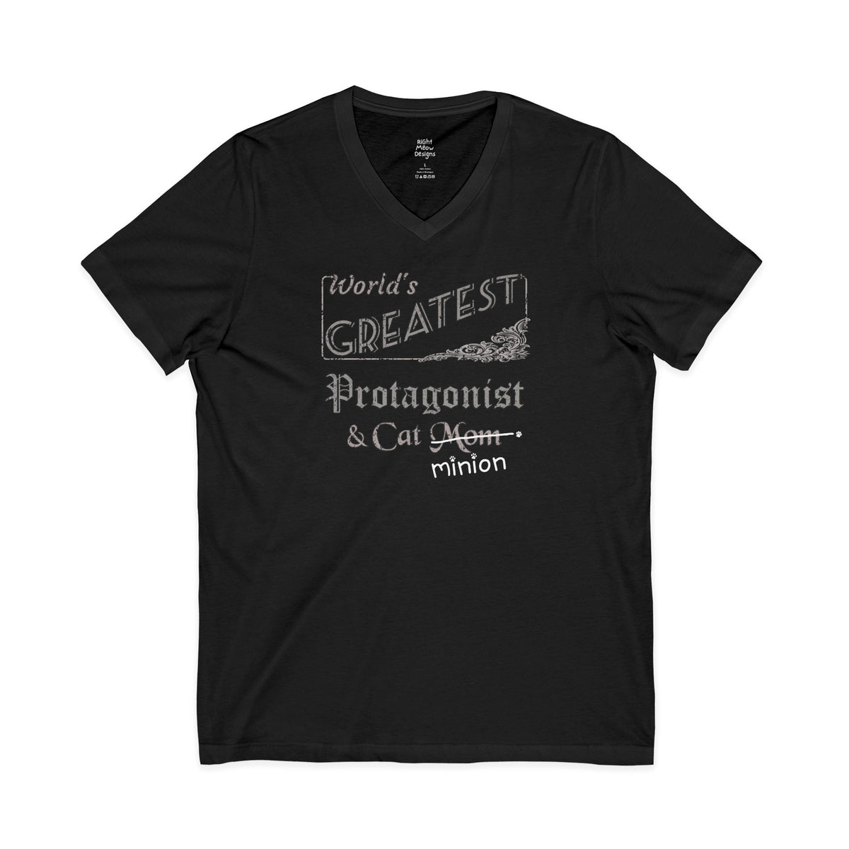 World's Greatest Protagonist — Cat Mom T-Shirt | Cotton V-Neck
