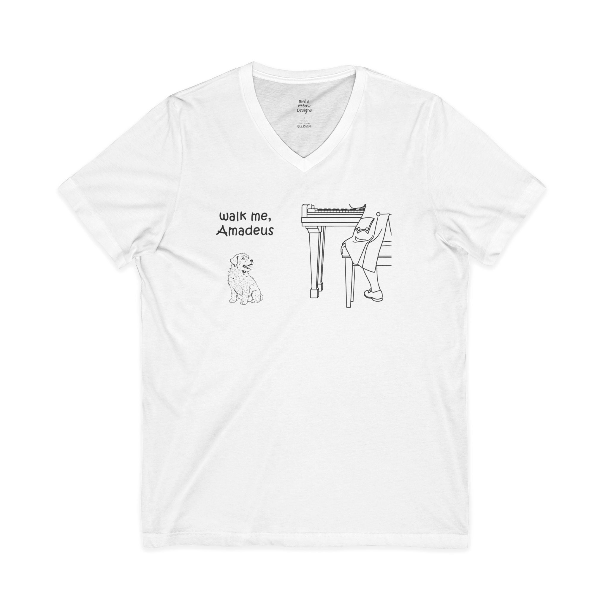 Walk Me, Amadeus - Terrier Mix Dog T-Shirt | Cotton V-Neck