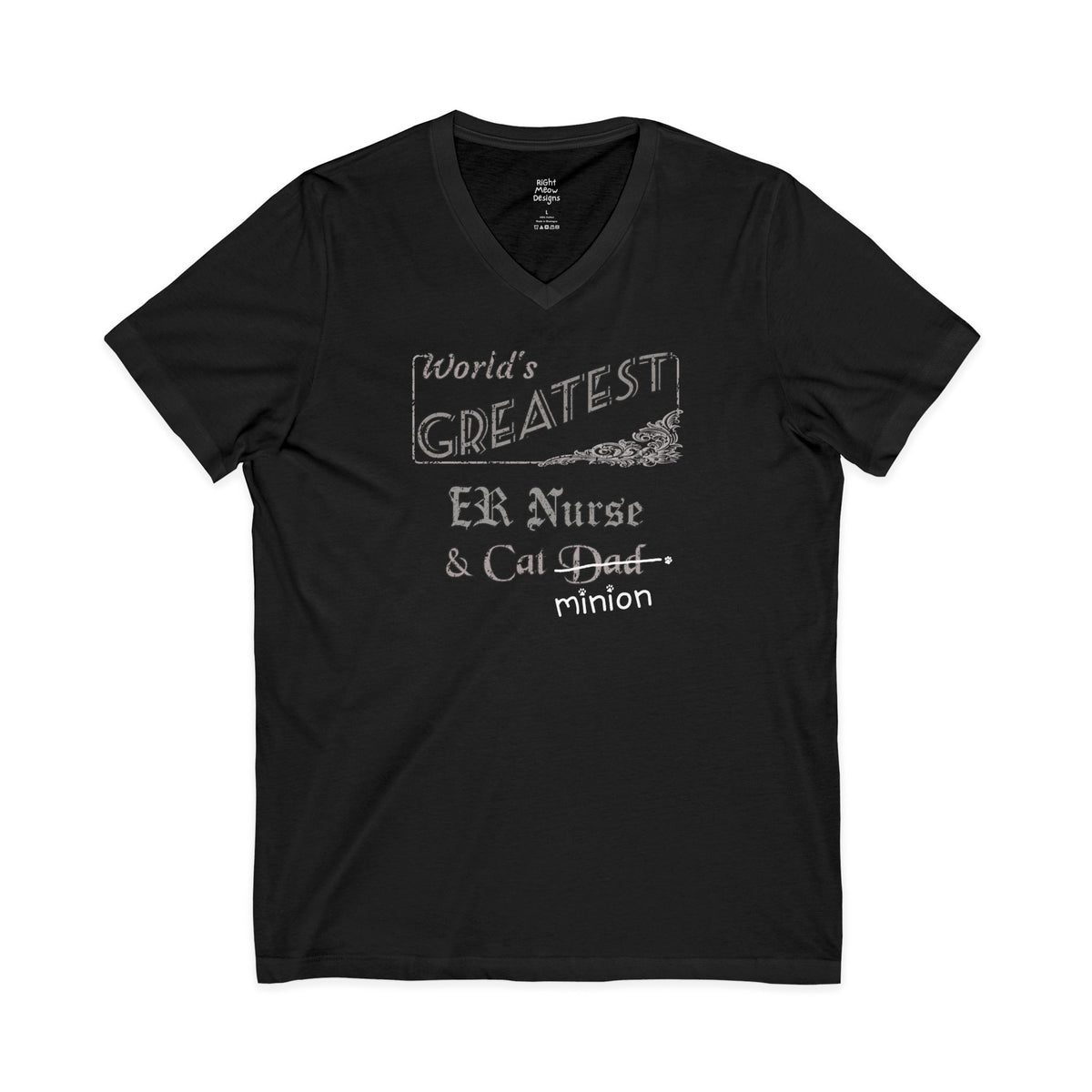 World's Greatest ER Nurse — Cat Dad T-Shirt | Cotton V-Neck