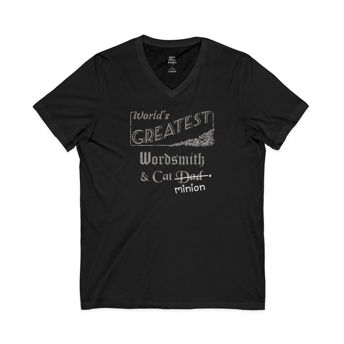 World's Greatest Wordsmith — Cat Dad T-Shirt | Cotton V-Neck