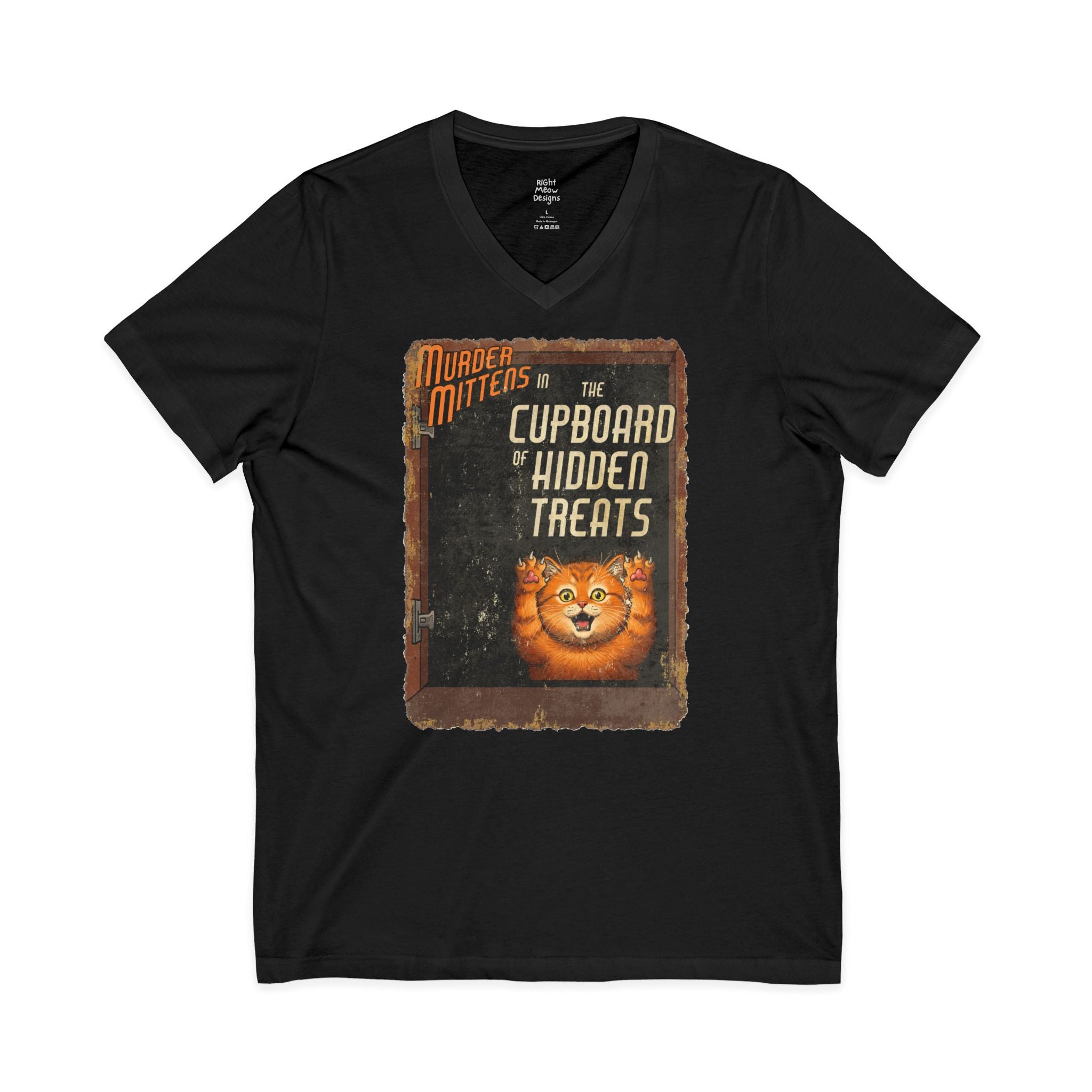 Murder Mittens in The Cupboard of Hidden Treats | Cotton V-Neck T-Shirt