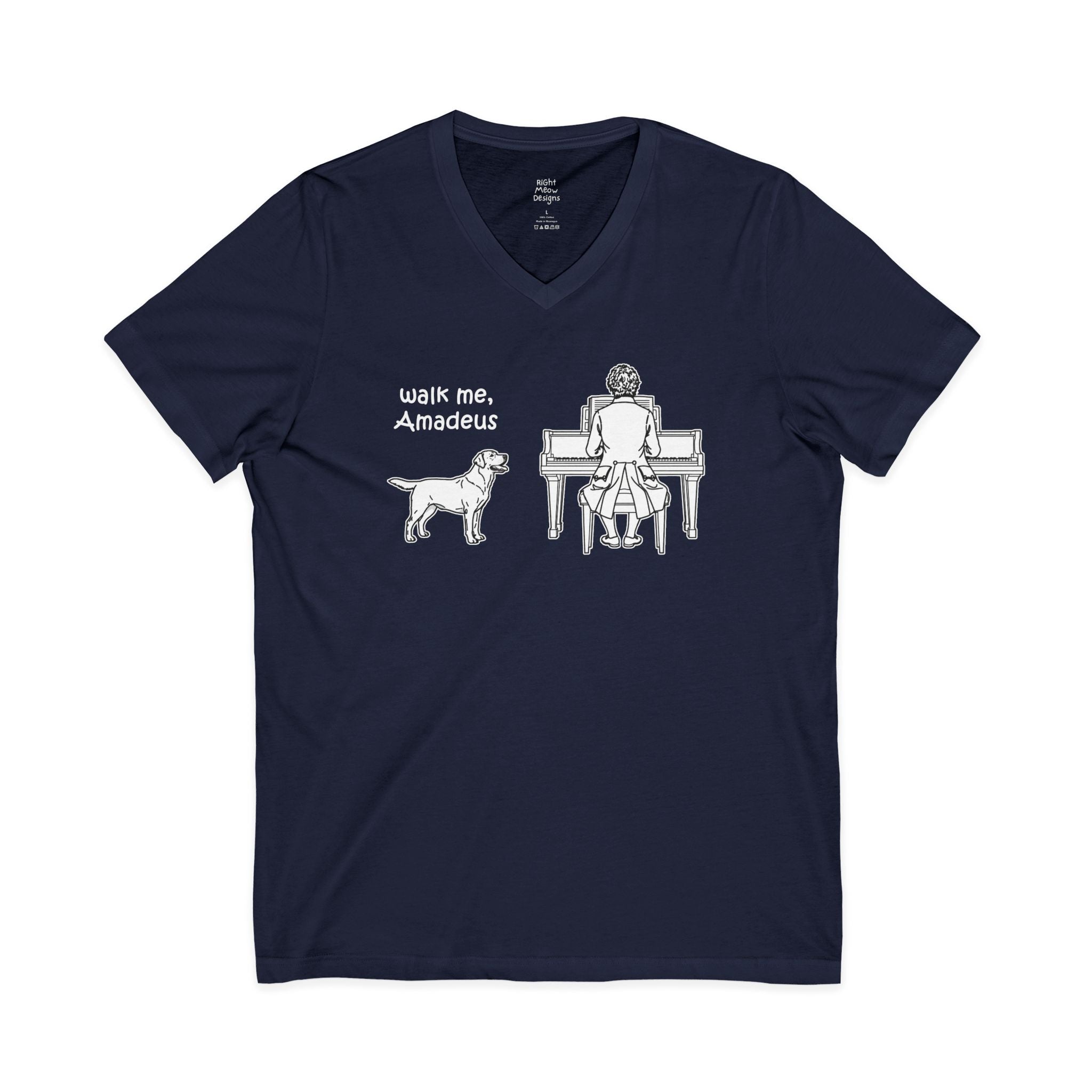 Walk Me, Amadeus - Labrador Retriever Dog T-Shirt | Cotton V-Neck
