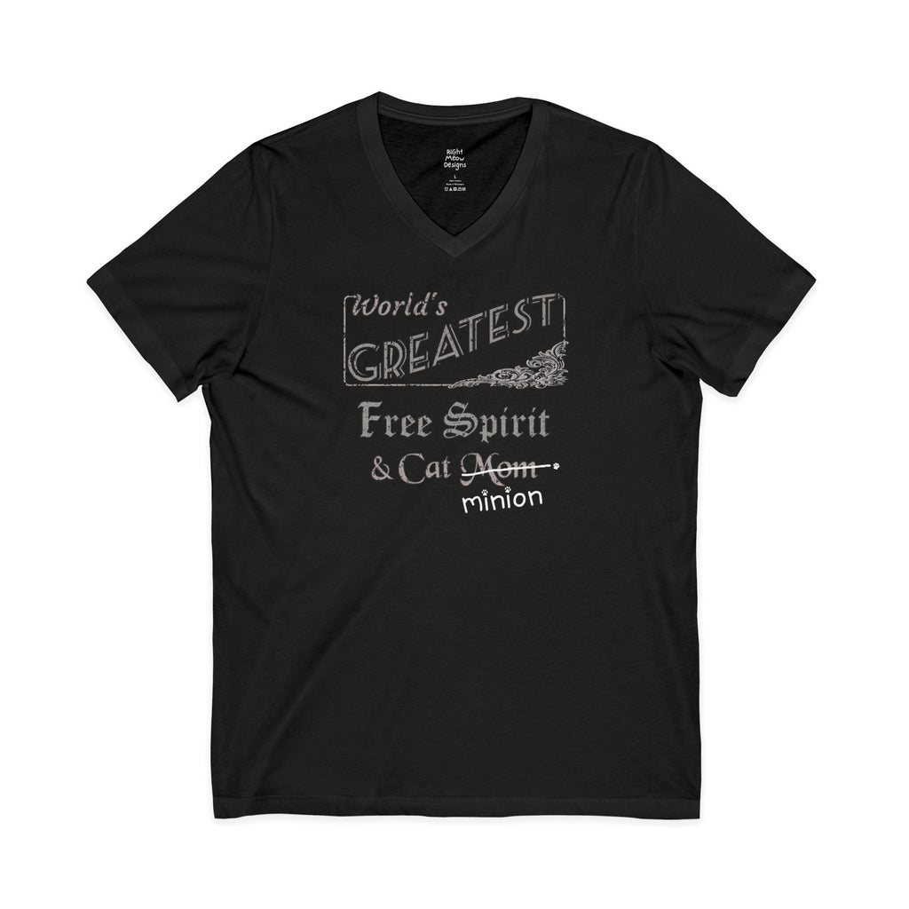 World's Greatest Free Spirit — Cat Mom T-Shirt | Cotton V-Neck