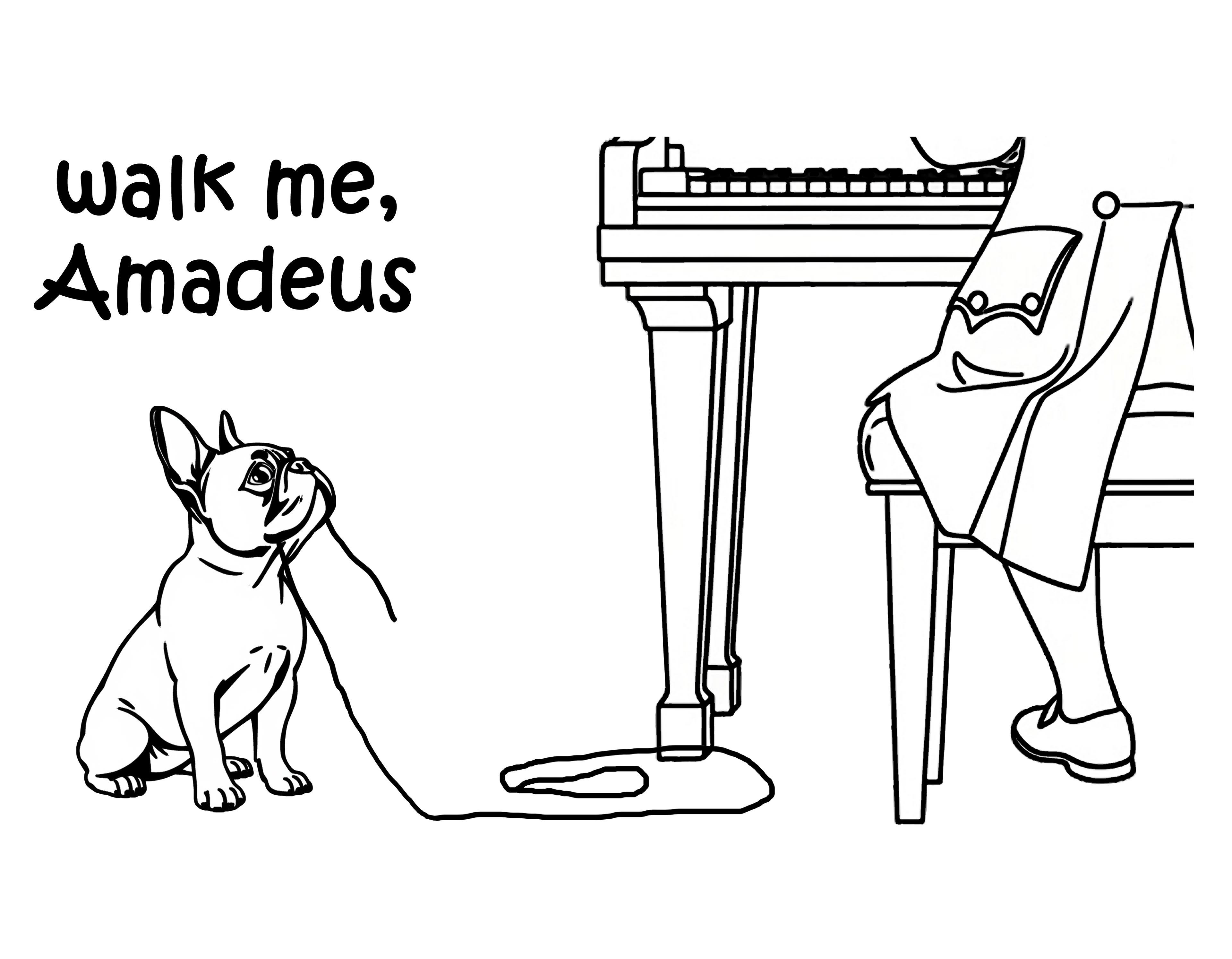 Walk me, Amadeus - French Bulldog Dog T-Shirt | Organic Cotton Crew Neck