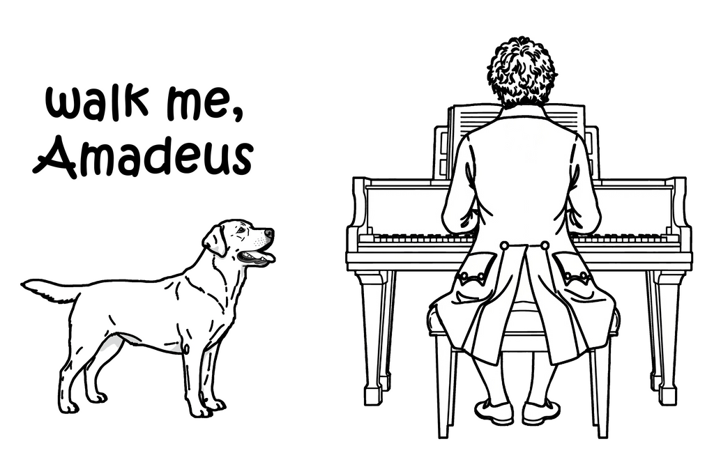 Walk me, Amadeus - Labrador Dog T-Shirt | Organic Cotton Crew Neck