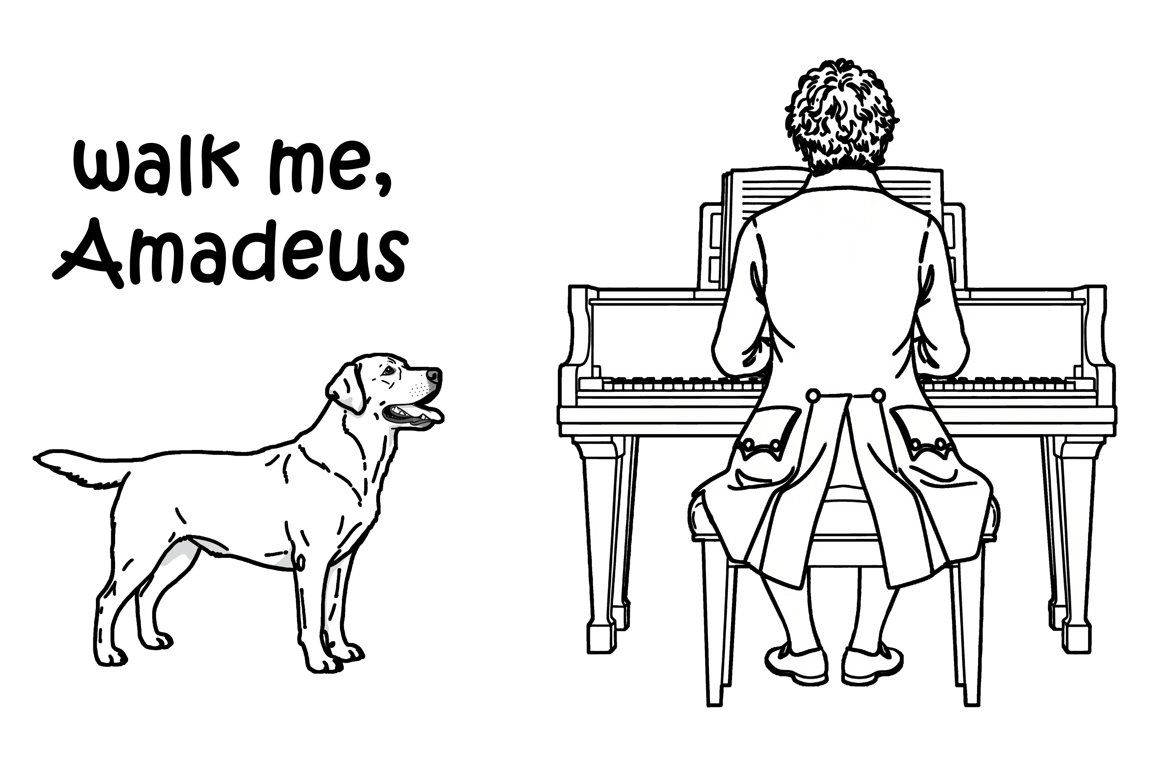 Walk me, Amadeus - Labrador Dog T-Shirt | Organic Cotton Crew Neck