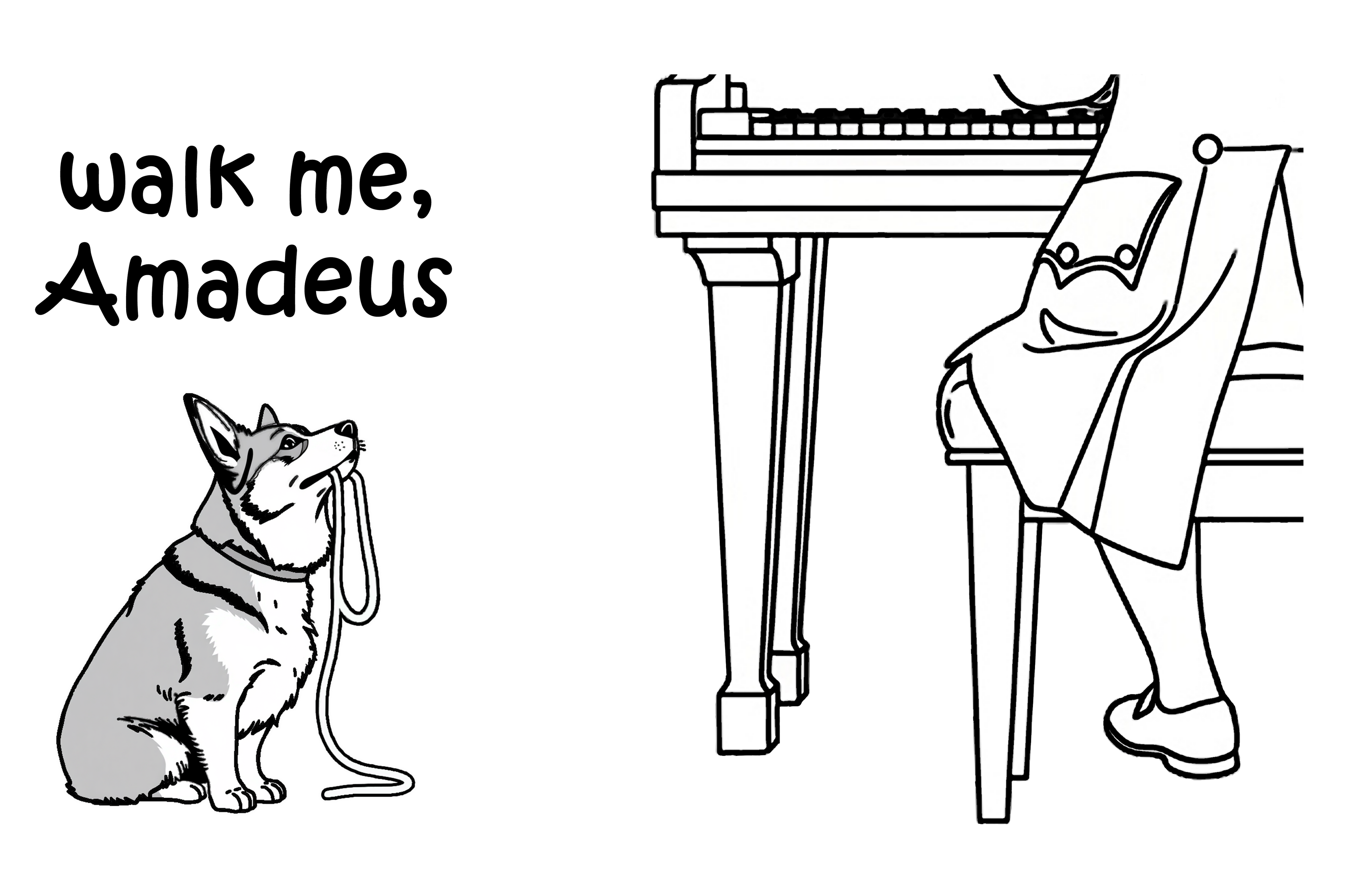 Walk me, Amadeus - Corgi Dog T-Shirt | Organic Cotton Crew Neck