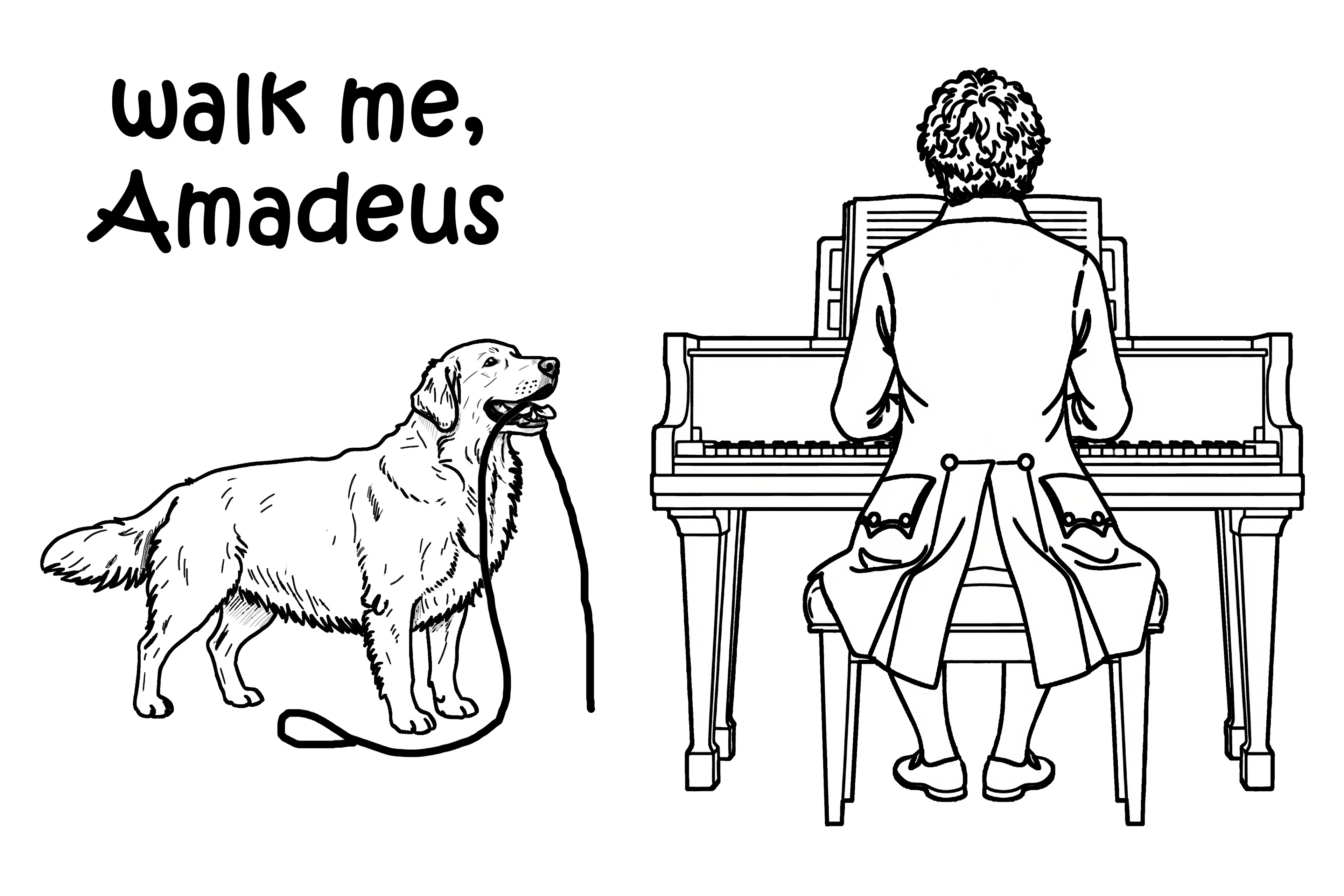 Walk me, Amadeus - Golden Retriever Dog T-Shirt | Organic Cotton Crew Neck