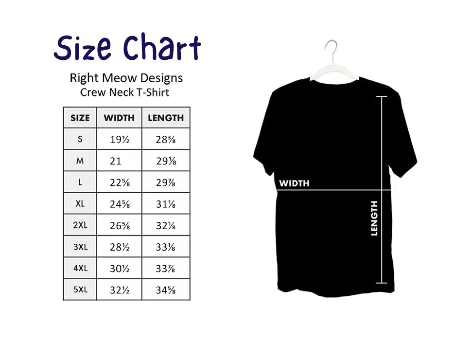 Size chart, in inches, width across the chest by length from the shoulder to the bottom hem: Small 19.5 by 28 3/8. Med 21 by 29 1/8. Lge 22 5/8 by 29 7/8. XL 24 5/8 by 31 1/8. 2XL 26 5/8 by 32 1/8. 3XL 28.5 by 33 1/8. 4XL 30.5 by 33 7/8. 5XL 32.5 by 34 5/8.