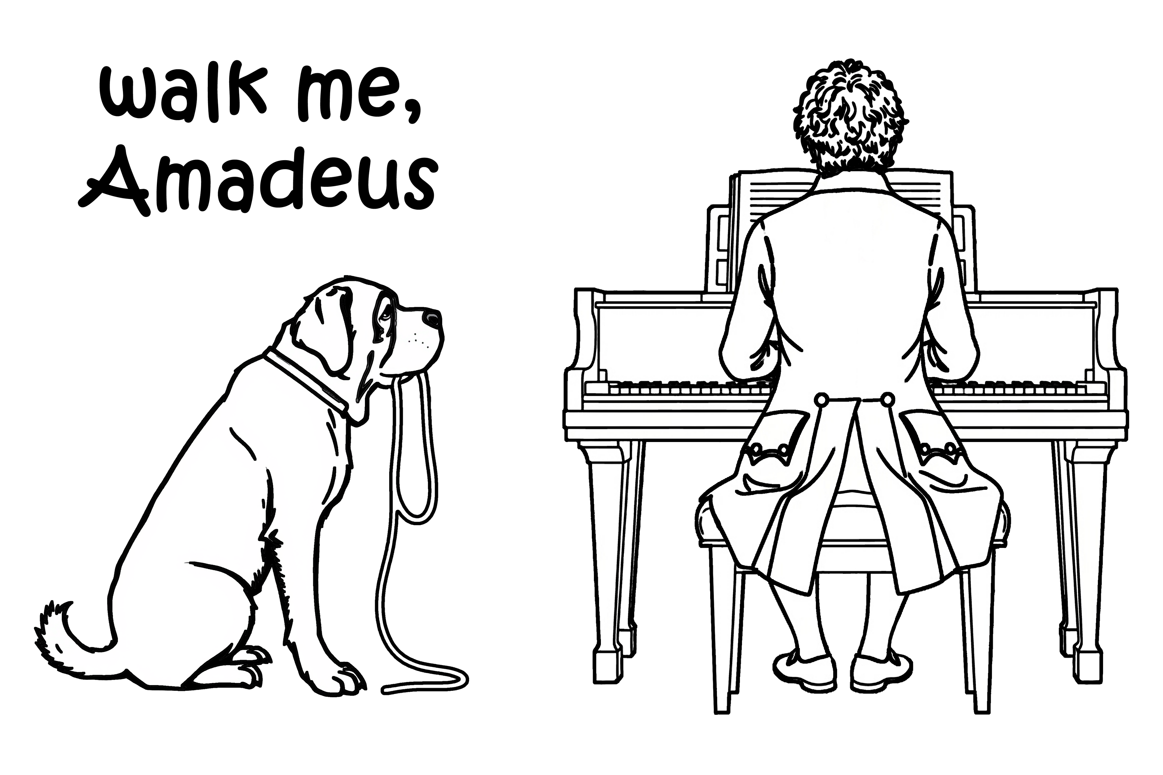 Walk me, Amadeus - St. Bernard Dog T-Shirt | Organic Cotton Crew Neck